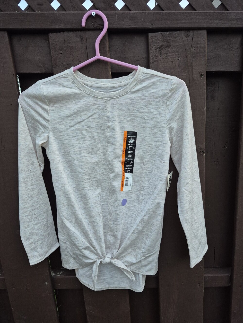 Athletic Works Girls Beige Long Sleeve Shirt Top‎ NWT Bow In Front